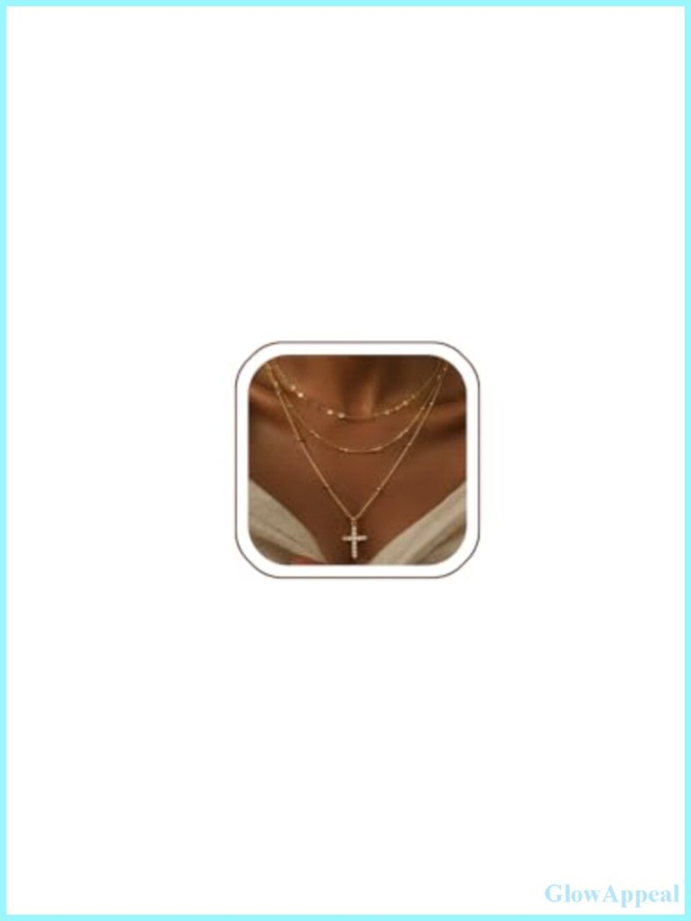 Gold Plated Layered Necklace Set 3 Pcs Dainty Stack with CZ Cross Pendant